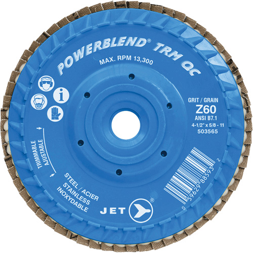 PowerBlend TRM QC Trimmable Flap Disc, 5" x 5/8"-11, Type 27, Z60 Grit, Zirconia Alumina PB Rental Co. Ltd.