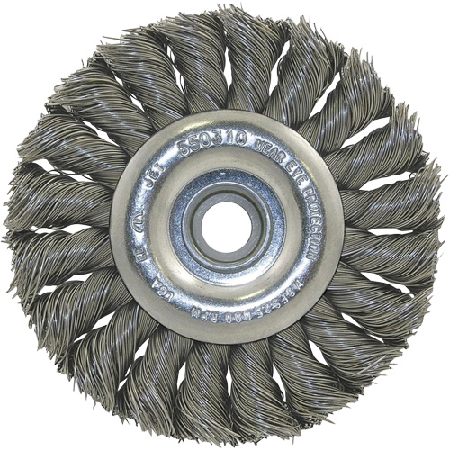 Meule &agrave; fils nou&eacute;s torsad&eacute;s, Dia. 8", Fils 0,020", Arbre 1/2", Acier PB Rental Co. Ltd.