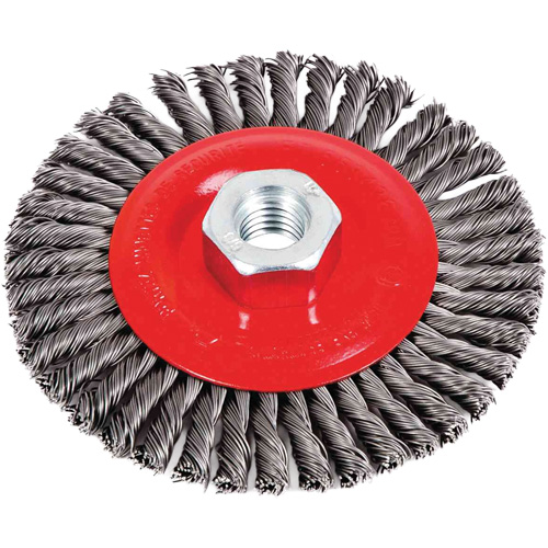 Brosse &agrave; cordon de soudure pour meuleuse angulaire, Dia. 4-1/2", Fils 0,02", Arbre 5/8"-11, Acier PB Rental Co. Ltd.
