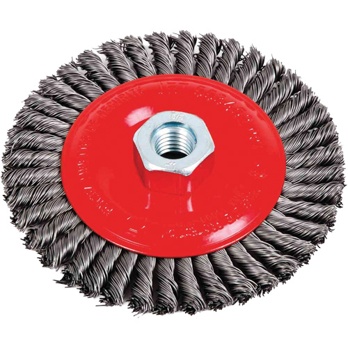 Brosse &agrave; cordon de soudure pour meuleuse angulaire, Dia. 5", Fils 0,02", Arbre 5/8"-11, Acier PB Rental Co. Ltd.