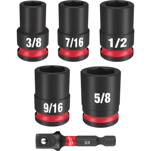 Jeu de douilles SAE &agrave; 6 pans Shockwave Impact Duty, 6 Mcx, Chocs, Prise de 3/8" PB Rental Co. Ltd.