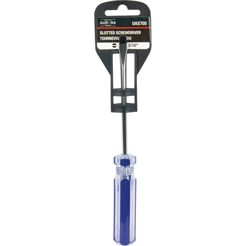 Tournevis &agrave; fente bleu transparent avec bandes, Tige de 3/16", Ronde, Prise en Plastique PB Rental Co. Ltd.