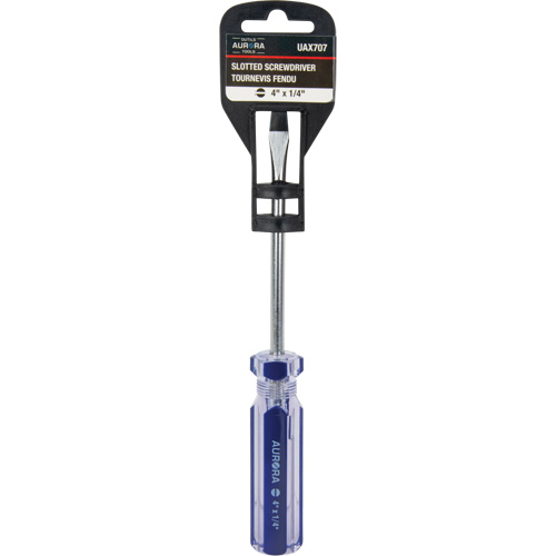 Tournevis &agrave; fente bleu transparent avec bandes, Tige de 1/4", Ronde, Prise en Plastique PB Rental Co. Ltd.