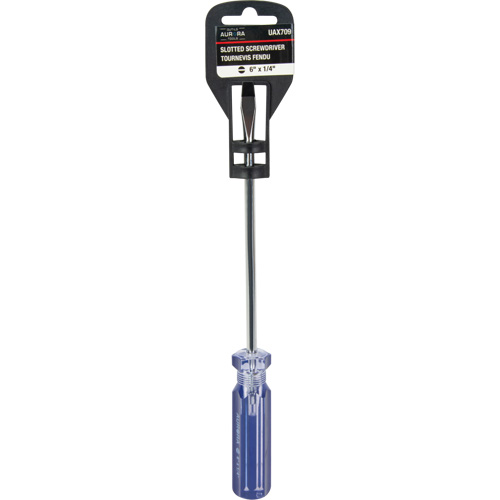 Tournevis &agrave; fente bleu transparent avec bandes, Tige de 1/4", Ronde, Prise en Plastique PB Rental Co. Ltd.