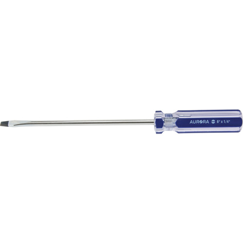 Tournevis &agrave; fente bleu transparent avec bandes, Tige de 1/4", Ronde, Prise en Plastique PB Rental Co. Ltd.