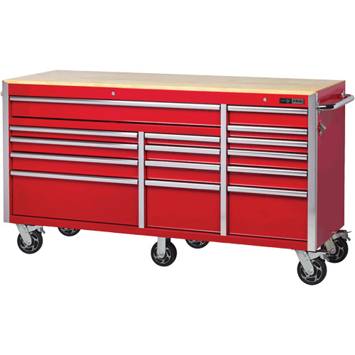 PRC7215 Pro Series Roller Cabinet, 15 Drawers, 72" W x 24" D x Red PB Rental Co. Ltd.