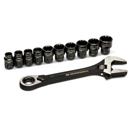 Ensemble de cl&eacute;s ajustable Pass-Thru 11 morceaux, 8" lo, la max. 1-1/8", Chrome/Poli PB Rental Co. Ltd.