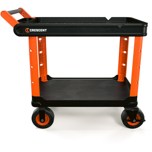 RAILWORKS 2-Shelf Industrial Utility Cart with 8" Casters, 47" L x 24-1/2" W x 37-4/5" H, Black/Orange PB Rental Co. Ltd.