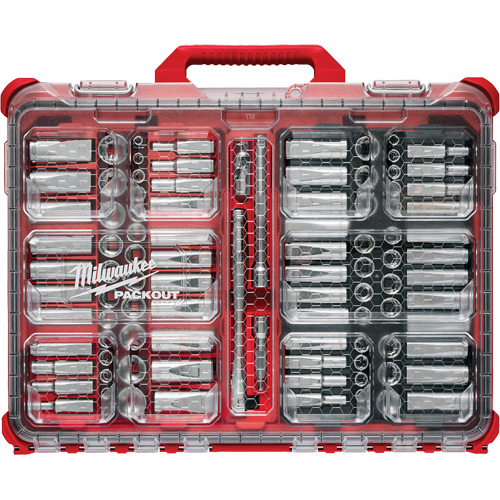 Metric/SAE Ratchet & Socket Set with PACKOUT Low-Profile Organizer, 98 Pcs, 3/8" Drive Size PB Rental Co. Ltd.