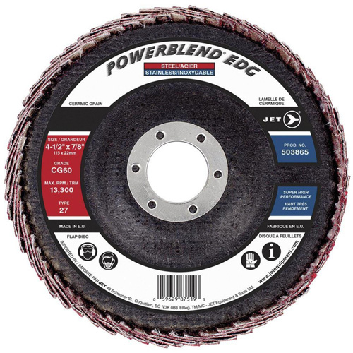 Disque &agrave; lamelles POWERBLEND EDG, 4-1/2" x 7/8", Type 27, Grain CG60, C&eacute;ramique PB Rental Co. Ltd.