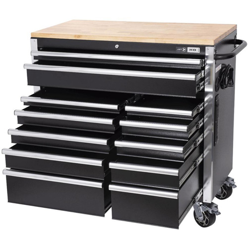 HDRC4112 HD Series Roller Cabinet, 12 Drawers, 41" W x 21" D x 40-3/10" H, Black PB Rental Co. Ltd.