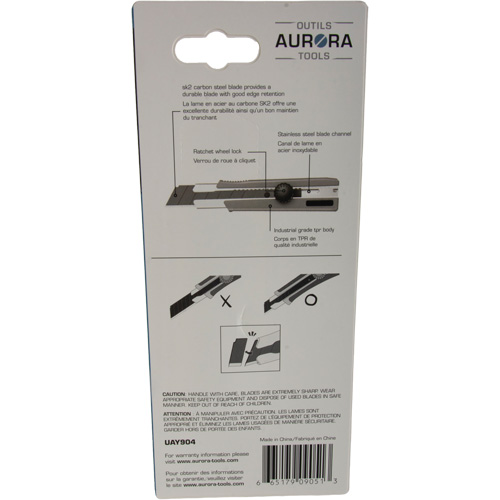 Couteau r&eacute;tractable de 25 mm, Acier inoxydable, Robuste, Prise en Caoutchouc PB Rental Co. Ltd.