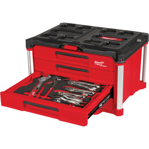 64-Piece Hand Tool Set with PACKOUT 4 Drawer Tool Box, 16-3/10" x 22-1/5" x 14-3/10", Black/Red PB Rental Co. Ltd.