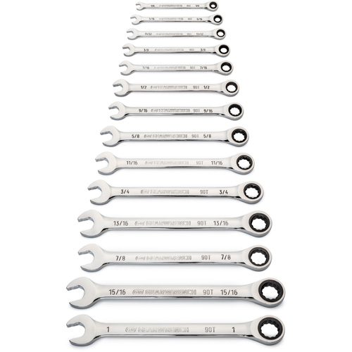 90-Tooth 12 Point SAE Wrench Set, Ratcheting Combination, 14 Pieces, Imperial PB Rental Co. Ltd.