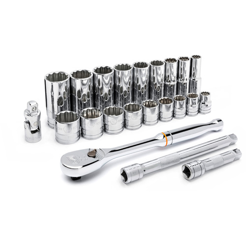 Jeu d'outils pour m&eacute;caniciens &agrave; 12 points SAE, 22 Mcx, Prise de 3/8", Profond PB Rental Co. Ltd.