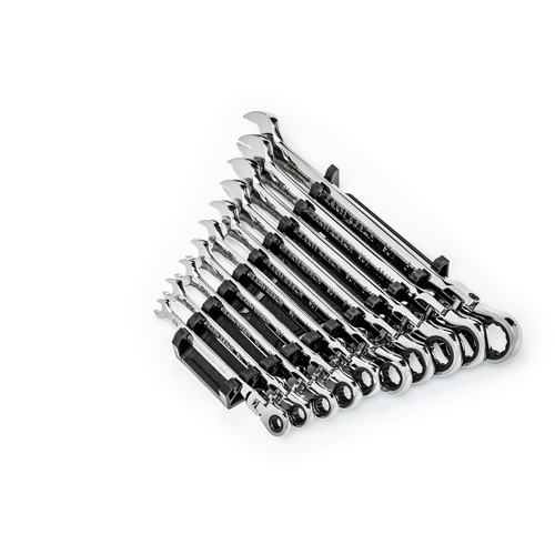 Jeu de cl&eacute;s SAE &agrave; 12 pans et 90 dents, T&ecirc;te articul&eacute;e/Combinaison &agrave; cliquet, 10 morceaux, Imp&eacute;rial PB Rental Co. Ltd.