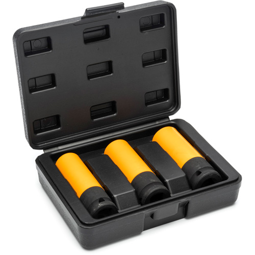 Jeu de douilles m&eacute;triques haute r&eacute;sistance pour protecteurs de roues, 3 Mcx, Chocs, Prise de 1/2", Profond PB Rental Co. Ltd.