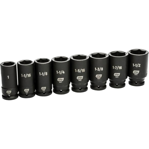 Jeu de douilles SAE &agrave; 6 pans, 8 Mcx, Chocs, Prise de 3/4", Profond PB Rental Co. Ltd.