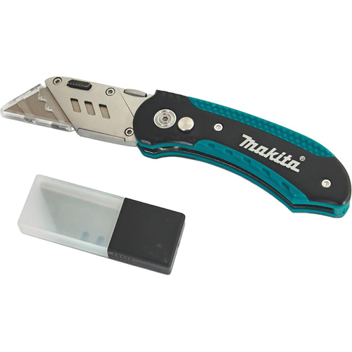 Folding Quick-Change Jobsite Utility Knife with 10-Piece Replacement Blades, Steel Blade PB Rental Co. Ltd.