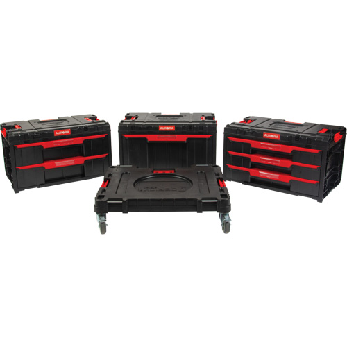 Ensemble de coffres &agrave; outils Arx de 4 morceaux avec socle &agrave; roulettes pivotantes, 23-1/10" x 15" x 22-1/2", Noir PB Rental Co. Ltd.