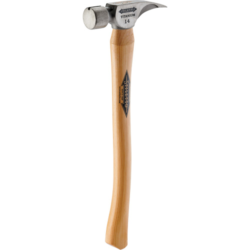 Titanium Smooth Face Hammer with Curved Hickory Handle, 14 oz., Wood Handle, 18" L PB Rental Co. Ltd.