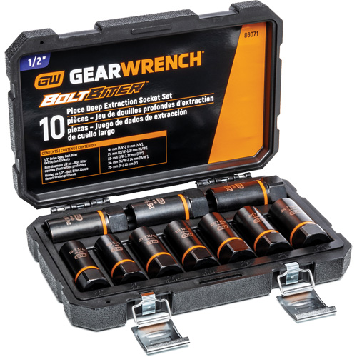 Jeu de douilles d'extraction Bolt Biter, 10 Mcx, Chocs, Prise de 1/2", Profond PB Rental Co. Ltd.