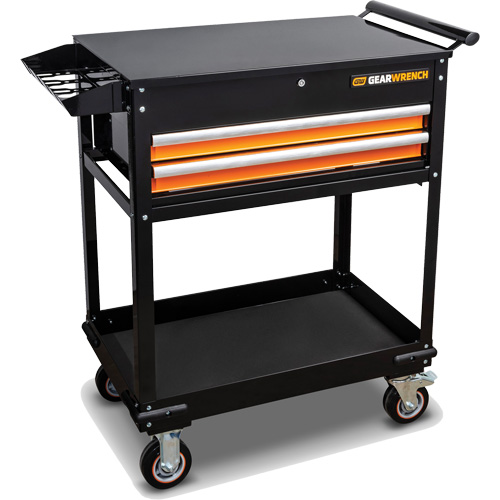 Utility Cart, 2 Drawers, 32-1/2" W x 42" H, Black/Orange PB Rental Co. Ltd.