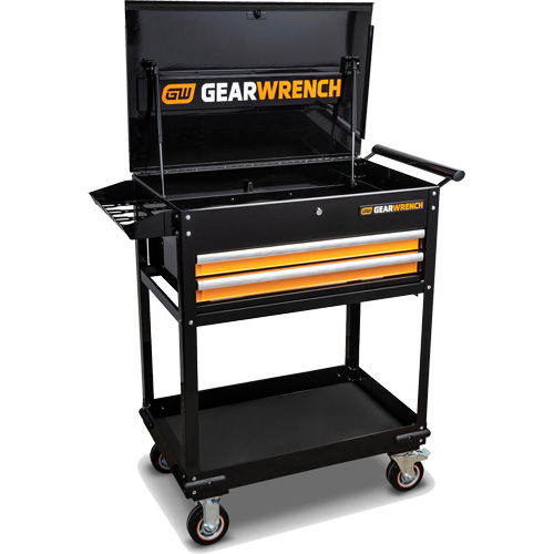 Utility Cart, 2 Drawers, 32-1/2" W x 42" H, Black/Orange PB Rental Co. Ltd.