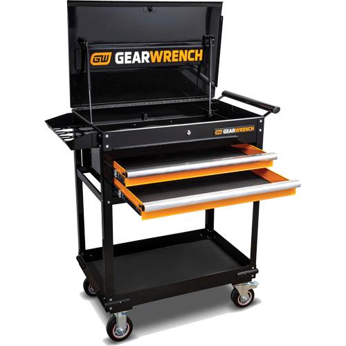 Utility Cart, 2 Drawers, 32-1/2" W x 42" H, Black/Orange PB Rental Co. Ltd.