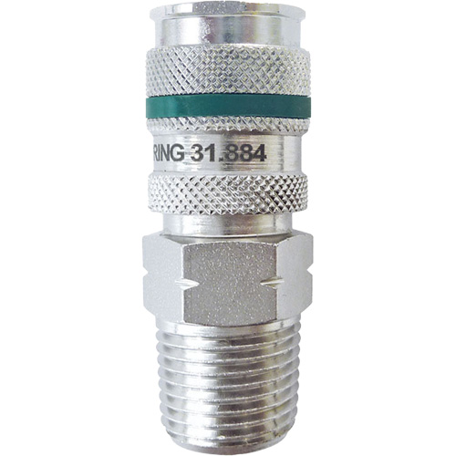 QUIKSILVER Ultraflo 7.8 mm Quick Coupler, Zinc-Plated Steel, 1/2", Male NPT, 362 PSI PB Rental Co. Ltd.