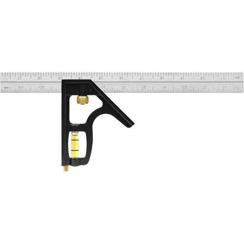 &eacute;querre combin&eacute;e robuste avec lame Auto-Lock, 12" lo, 1/8"/1/16"/1/32" Graduations, Acier inoxydable PB Rental Co. Ltd.
