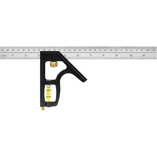 &eacute;querre combin&eacute;e robuste en pouces/m&eacute;trique, 12" lo, 1/8"/1/16"/1/32" Graduations, Acier inoxydable PB Rental Co. Ltd.