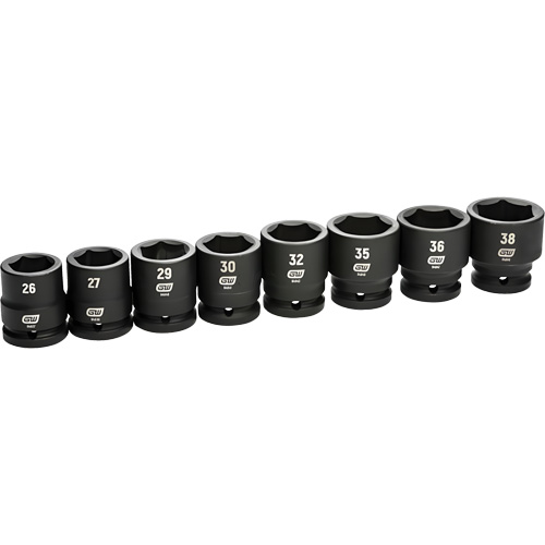 Jeu de douilles m&eacute;triques &agrave; 6 pans, 8 Mcx, Chocs, Prise de 3/4" PB Rental Co. Ltd.