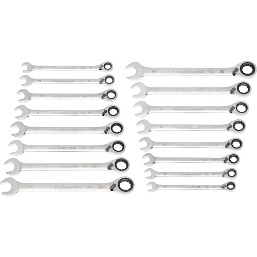 Jeu de cl&eacute;s r&eacute;versibles &agrave; 12 pans et 90 dents, Cl&eacute; polygonale, 16 morceaux, M&eacute;trique PB Rental Co. Ltd.