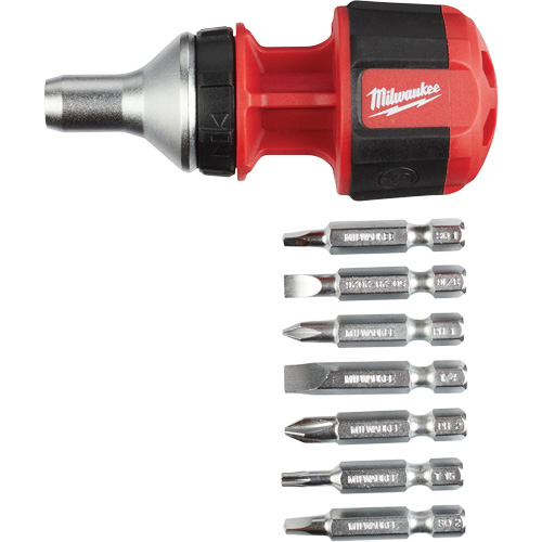 Tournevis compact &agrave; cliquet 8-en-1 &agrave; embouts multiples avec porte-embout de 1/4", Prise Coussin&eacute;e PB Rental Co. Ltd.