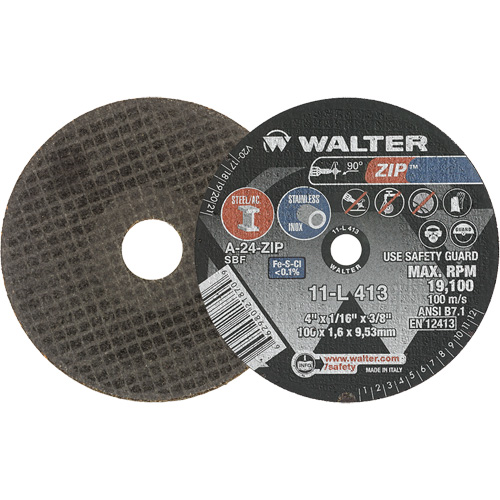 Zip Cut-Off Wheel, 4" x 1/16", 3/8" Arbor, Type 1, Aluminum Oxide, 19100 RPM PB Rental Co. Ltd.