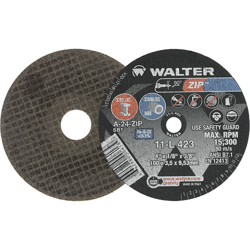 Zip Cut-Off Wheel, 4" x 1/8", 3/8" Arbor, Type 1, Aluminum Oxide, 19100 RPM PB Rental Co. Ltd.