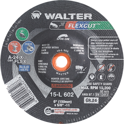 Flexcut Depressed Centre Grinding Wheels, 4-1/2", 60 Grit, Aluminum Oxide, 5/8"-11, 13300 RPM, Type 29 PB Rental Co. Ltd.
