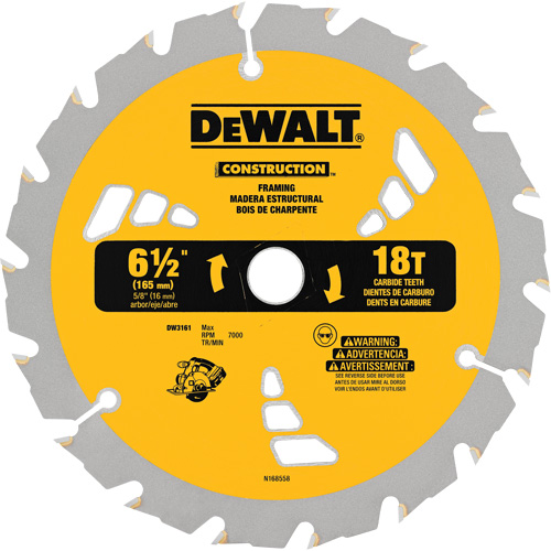 Lames de scie pour entrepreneur - coupe de clous, 6-1/2", 18 dents, Pour Bois PB Rental Co. Ltd.