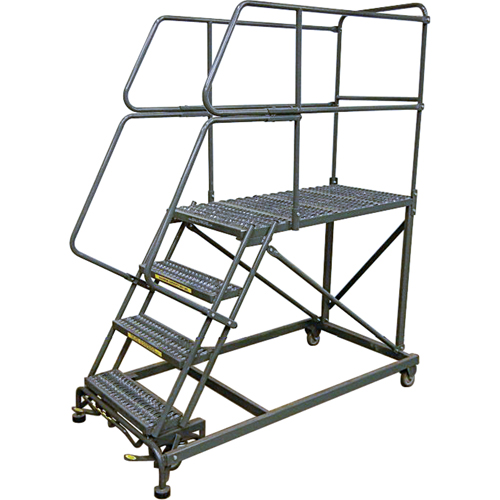 Mobile Work Platforms, Steel, 5 Steps, 50" H, 36" D, 24" Step, Serrated PB Rental Co. Ltd.