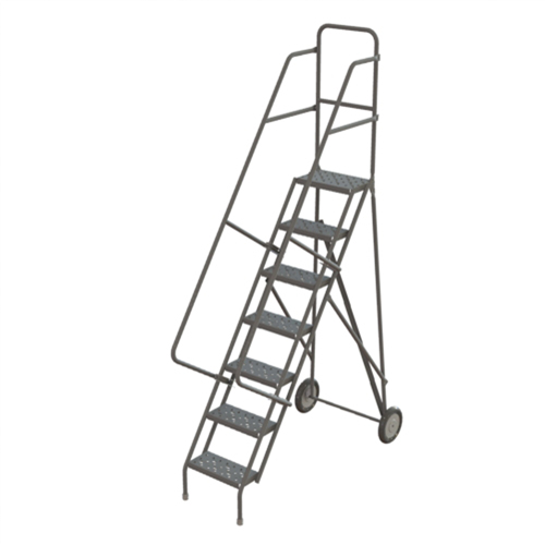 Steel Rolling Ladder, 7 Steps, 16" Step Width, 70" Platform Height, Steel PB Rental Co. Ltd.