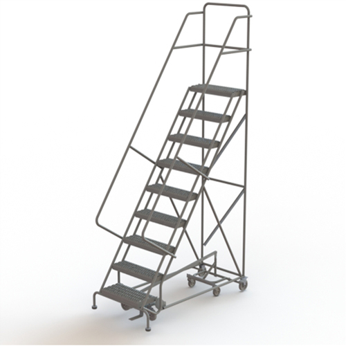 All Directional Rolling Ladder, 9 Steps, 24" Step Width, 90" Platform Height, Steel PB Rental Co. Ltd.