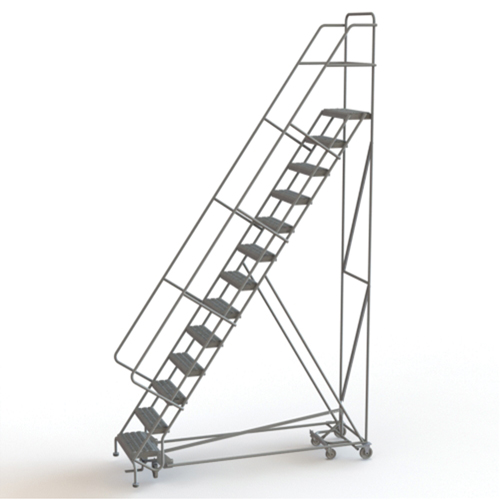 All Directional Rolling Ladder, 13 Steps, 24" Step Width, 130" Platform Height, Steel PB Rental Co. Ltd.