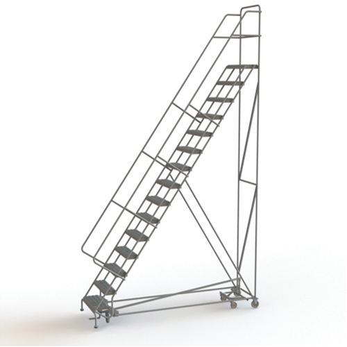 All Directional Rolling Ladder, 15 Steps, 24" Step Width, 150" Platform Height, Steel PB Rental Co. Ltd.