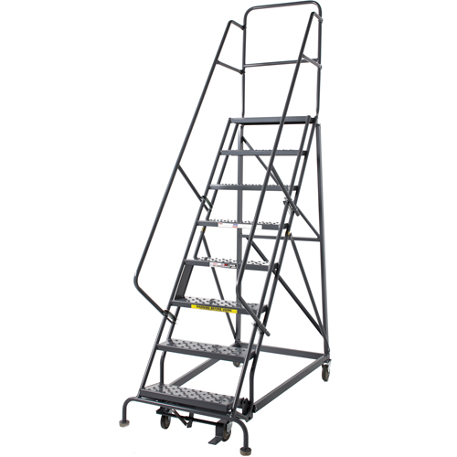 &eacute;chelles roulantes robustes, 8 marches, Largeur de la marche 24", Hauteur de la plateforme 80", Acier PB Rental Co. Ltd.