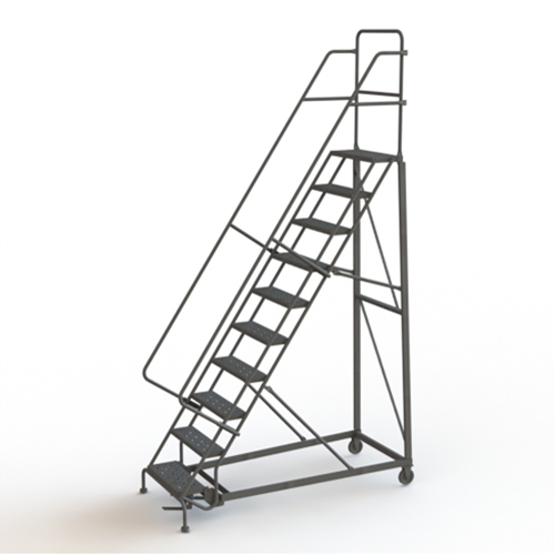 Heavy Duty Rolling Ladder, 10 Steps, 24" Step Width, 100" Platform Height, Steel PB Rental Co. Ltd.