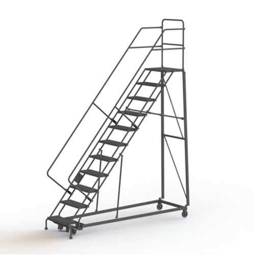 Heavy Duty Safety Slope Ladder, 11 Steps, Perforated, 50° Incline, 110" High PB Rental Co. Ltd.