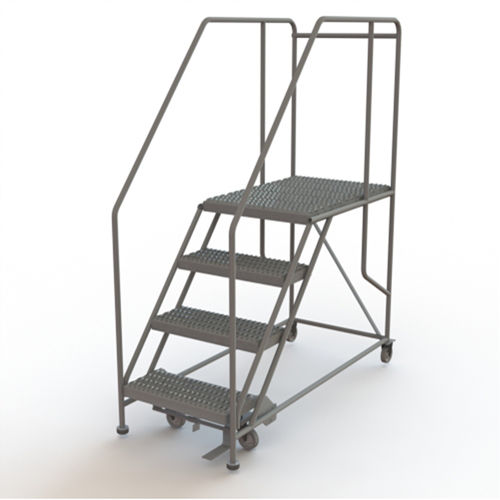Mobile Work Platform, Steel, 4 Steps, 40" H, 35" D, 24" Step, Serrated PB Rental Co. Ltd.