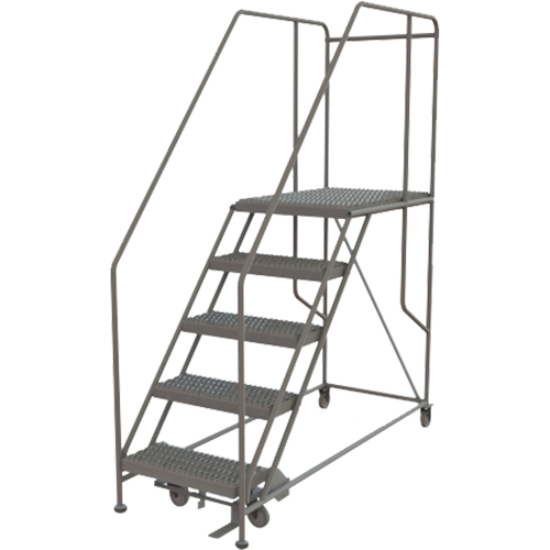 Mobile Work Platform, Steel, 5 Steps, 50" H, 35" D, 24" Step, Serrated PB Rental Co. Ltd.