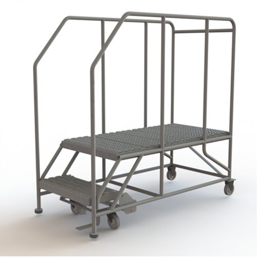 Plateforme de travail mobile, Acier, 2 Marches, 20" ha, 47" p, 24" Marche, Stri&eacute; PB Rental Co. Ltd.